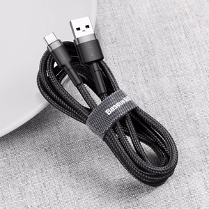 USB-kaapeli Baseus Cafule Type-C 1,0m 3A harmaa-musta CATKLF-BG1