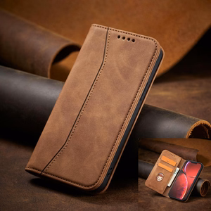 Magneetti Fancy Case Kotelo iPhone 13 Pro Max pussi kortti lompakko kortin haltija Brown