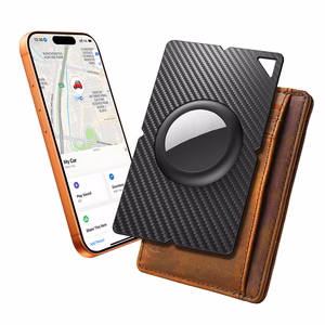 Carbon-pattern card case for Apple AirTag – black