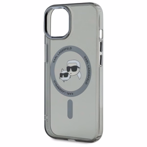 Karl Lagerfeld KLHMP15SHLSKCK iPhone 15 6.1" musta/musta kovakuori IML Metal Karl&Choupette Head MagSafe