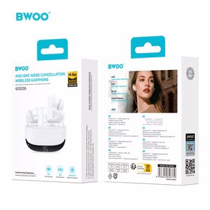 BWOO Bluetooth-kuulokkeet BW40 TWS ANC LCD-näytöllä valkoinen