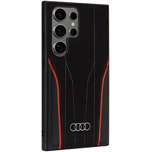 Audi Aito Nahka MagSafe S24 Ultra S928 Musta-Punainen Kova Suojakuori AU-TPUPCS24U-R8/D3-RD