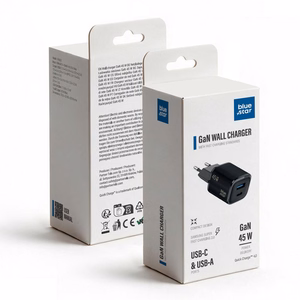 Blue Star Nano GaN VT-334 -puhelinlaturi, USB-C + USB-A, QC4.0, PD, 3 A, 45 W, musta