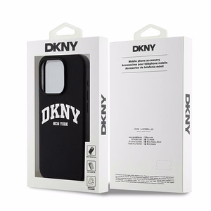 DKNY Liquid Silikoninen White Printed Logo MagSafe Suojakuori iPhone 13 Pro / 13:lle - musta