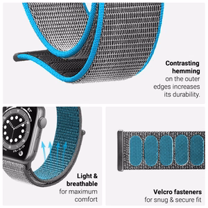 Crong Nylon Reflex Sport strap for Apple Watch 44 / 45 / 46 / 49 mm, black