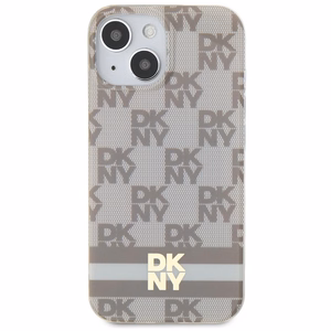 DKNY IML Ruudullinen Mono-kuvio ja Painetut Raidat MagSafe Suojakuori iPhone 15 Plus / 14 Plus:lle - beige