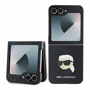 Karl Lagerfeld Saffiano Monogram Suojakuori Samsung Galaxy Z Flip 6:lle - Musta