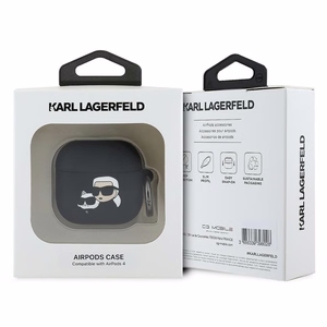 Karl Lagerfeld Silikoninen Karl & Chaupette Head 3D Suojakuori AirPods 4 - Musta