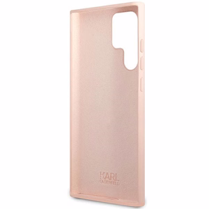 Karl Lagerfeld Silikoninen Choupette Metal Pin Suojakuori Samsung Galaxy S23 Ultralle - vaaleanpunainen
