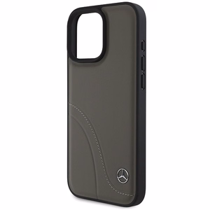 Mercedes MB Curved Stitches Nahkainen Suojakuori iPhone 16 Pro Max:lle - Ruskea