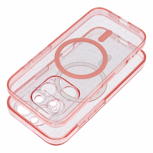 Suojakuori Samsung S25 PLUS:lle Clear Mag Cover (STR) yhteensopiva MagSafen kanssa vaaleanpunainen glitter