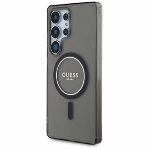 GUESS HC Magneettinen IML Glitter Circle Suojakuori Samsung Galaxy S25 Ultra Musta