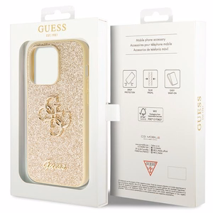 Guess GUHCP14LHG4SGD Suojakuori iPhone 14 Pro:lle - kultainen Glitter Script Big 4G