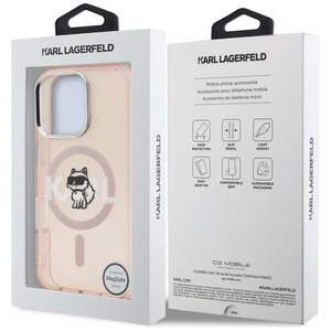 Karl Lagerfeld IML Choupette Sketch Logo MagSafe Suojakuori iPhone 16 Pro Max - vaaleanpunainen