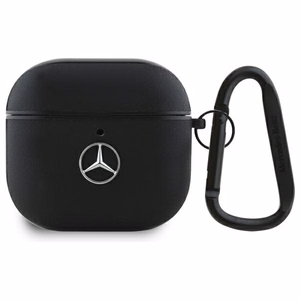 Mercedes MEA4CSLBK AirPods 4 suojus musta/musta Leather Metal Logo