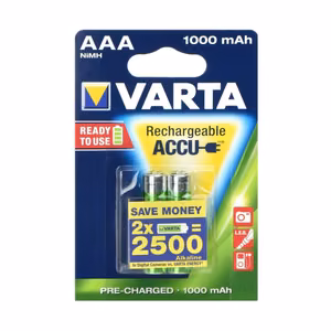 VARTA ladattava paristo R3 (AAA) 1000 mAh käyttövalmis 2 kpl