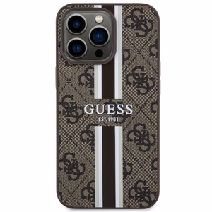 Guess GUHMP13XP4RPSW iPhone 13 Pro Max 6.7 ruskea/ruskea suojakuori 4G Printed Stripes MagSafe