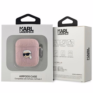 Karl Lagerfeld Monogram Karl Head suojakuori AirPods 1 / 2:lle - vaaleanpunainen