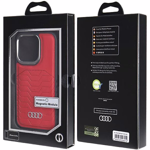 Audi Tekonahkainen Suojakuori MagSafella iPhone 14 Pro:lle - punainen
