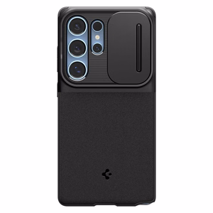 Spigen Optik Armor suojakuori Samsung Galaxy S25 Ultra -puhelimelle musta