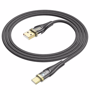 Hoco USB-A - USB-C -kaapeli 2,4A 1,2 m U121 - musta/läpinäkyvä