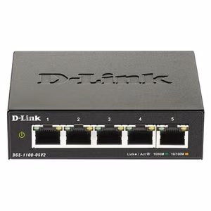 D-Link älykäs hallittava kytkin DGS-1100-05V2/E, hallittava L2, telineeseen asennettava, Gigabit Ethernet (kupari) porttien määrä 5