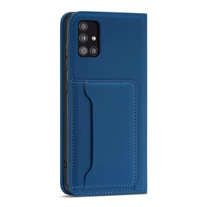 Magneettikorttikotelo Samsung Galaxy A12 5G pussi lompakko kortin haltija sininen