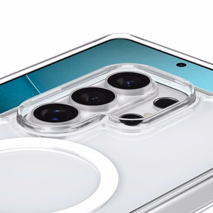 Spigen Ultra Hybrid S Mag MagSafe Suojakuori Samsung Galaxy S26 Ultra:lle - läpinäkyvä ja valkoinen