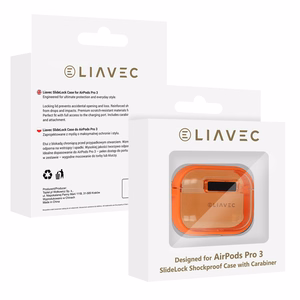 Liavec SlideLock Case for Apple AirPods Pro 3 transparent-orange