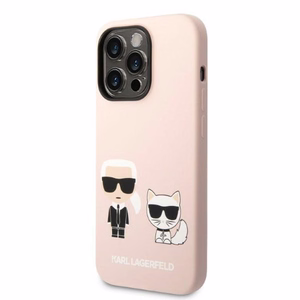 Karl Lagerfeld KLHMP14LSSKCI iPhone 14 Pro 6.1 kovakuori vaalea vaaleanpunainen / vaalea vaaleanpunainen Silicone Karl & Choupette Magsafe