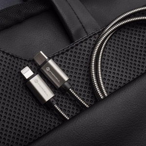 Kaapeli USB C - USB C Forcell F-Energy QC4.0 PD 5A 100W E-Mark Metal 1 m C239 hopeinen