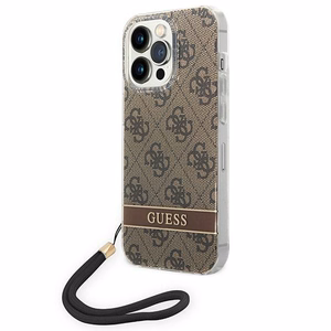 Guess GUOHCP14LH4STW iPhone 14 Pro 6.1 "ruskea / ruskea kovakotelo 4G Tulosta hihna