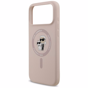 Karl Lagerfeld Silikoninen Karl&Choupette Ring MagSafe Suojakuori iPhone 17 Pro Max:lle - Vaaleanpunainen