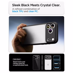 Spigen Ultra Hybrid suojakuori mallille iPhone 18 Pro Max / 17 Pro Max – väri: mattamusta