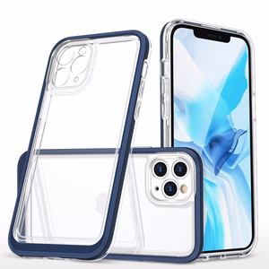 Clear 3in1 case for iPhone 11 Pro Max blue frame gel cover