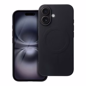 Silikoninen Mag Cover iPhone 16:lle yhteensopiva MagSafen kanssa (iso reikä) musta