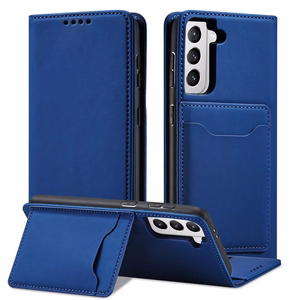 Magneettikorttikotelo Kotelo Samsung Galaxy S22 + (S22 Plus) Kotelo Lompakko Kortinhaltija Sininen
