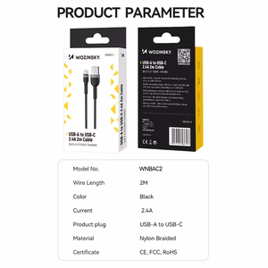 Wozinsky WNBAC1 USB-A / USB-C 2.4A kaapeli 1 m - musta