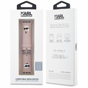 Karl Lagerfeld Apple Watch 42/44/45/49mm Vaaleanpunainen Hihna 3D Kumi Karl & Choupette