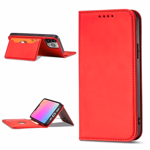 Magnet Card Case case for Samsung Galaxy S23+ flip cover wallet stand red
