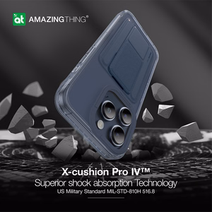 Amazing Thing Titan Pro Mag Lompakkokuori 10FT IP156.1PTWBU iPhone 15 Pro:lle laivastonsininen jalustalla