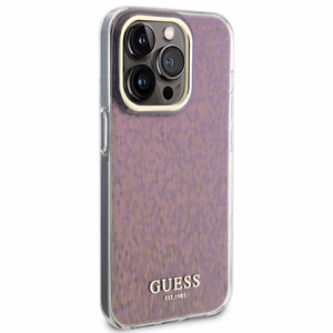 Guess GUHCP15LHDECMP iPhone 15 Pro 6,1 vaaleanpunainen/vaaleanpunainen kovakuori IML Faceted Mirror Disco Iridescent
