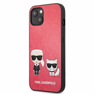 Karl Lagerfeld Ikonik Karl & Choupette suojakuori laitteelle iPhone 13 mini, fuksianvärinen