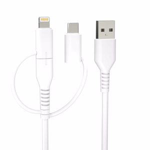 Forever kierrätettävä kaapeli 3in1 1,5 m 2,4A USB-A - USB-C + microUSB + Lightning KR3W1-00 valkoinen