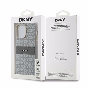 DKNY Nahkainen Mono Stripe & Metal Logo Suojakuori iPhone 14 Pro:lle - beige