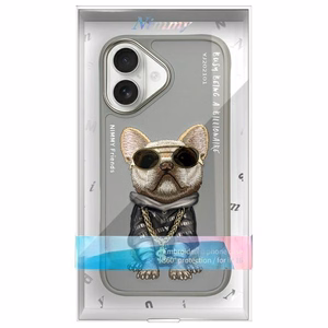 Nimmy Glasses Cool Dog iPhone 16 Suojakuori - harmaa