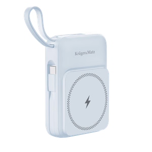 Krüger&Matz magneettinen langaton varavirtalähde kaapelilla, 10000 mAh, sininen