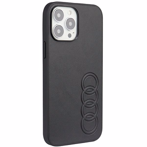 Audi Synthetic Leather Suojakuori iPhone 13 Pro Max 6.7 musta/musta kova kuori AU-TPUPPCIP13PM-TT/D1-BK