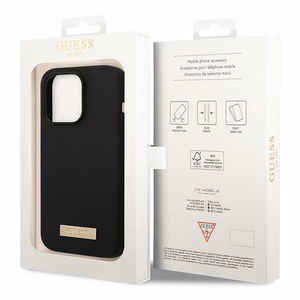 Guess GUHMP14LSBPLK iPhone 14 Pro 6.1" musta/musta kova kotelo Silikoni logo levy MagSafe