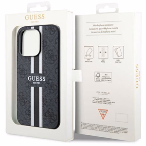 GUESS suojakuori IPHONE 14 Pro Max:lle MagSafe-yhteensopiva GUHMP14XP4RPSK (4G Printed Stripes) musta